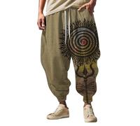 Harem Trousers Mens, Hippy Trousers Mens Baggy Boho Hippie Cosplay Drop Crotch Trousers Drawstring Casual Hippie Harem Pants Loose Drop Crotch Trousers For Dance Beach Yoga Jogging