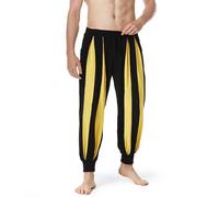 Harem Trousers Men's Striped Clown Trousers Hip Hop Outfit Medieval Trousers Leisure Stylish for Men Linen Beach Trousers with Pockets Elastic Waist Casual Summer Beach Loose Trousers, yellow, XXL