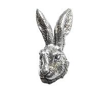 HARES HEAD "Birds, Nature" - Badge Hand Made From Solid Pewter In The UK