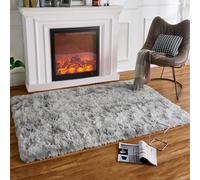 HARESLE Fluffy Area Rugs,Non-Slip High Pile Carpets,Rugs for Bedroom,Living Room,Lounge Room (Light Grey/140x200 cm)