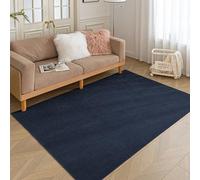HARESLE Rugs Living Room-60x90cm, Small Thin Rugs for Bedroom, Low Pile Kids Rug-Machine Washable Non Slip, Chenille Short Pile Rug, Soft Area Carpet for Bedside Kitchen Office Lounge(Navy Blue)