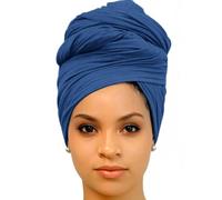 Harewom Head Wraps for Black Women Stretch Head Scarf Long African Hair Wraps Turban Headwraps Jersey Headbands, 1pcs -Steel Blue, 71x32 Inch (Pack of 1)