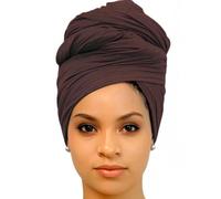 Harewom Head Wraps for Black Women Stretch Head Scarf Long African Hair Wraps Turban Headwraps Jersey Headbands, 1 Pcs- Coffee, One Size (Pack of 1)