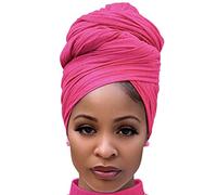 Harewom Head Wraps for Black Women Stretch Head Scarf Long African Hair Wraps Turban Headwraps Jersey Headbands, 1pcs -Deep Pink, One Size (Pack of 1)
