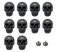 Harewtwy 10 Pcs Ancient Silver Skull Stud Conchos, Large Head Decorative Buckles for Leather DIY Crafts Making