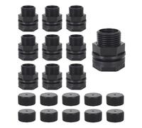 Harewtwy 10pack Garden Hose Bulkhead Fitting with Plug, Dual 1/2inch Female NPT X 3/4inch Male GHT Bulkhead Tank Fitting