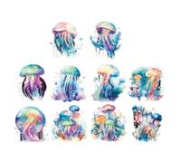 Harewtwy 10Pcs Handbook Sticker for Girls, PET Waterproof Gold Holographic Outlines Vibrant Colors Glisten Decals