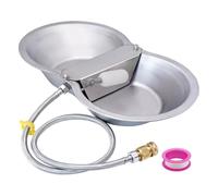 Harewtwy 2 Gallon Large Automatic Large Dog Water Dispenser Float Valve Kits Animals Waterer Trough Stainless Steel Bowl