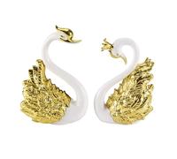 Harewtwy 2 Pieces of Swan Ornaments Figurines,Swan Cake Decoration,Car Figurines Decoration,Home Wedding A