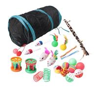 Harewtwy 22 Pcs Cat Toys Interactive for Indoor Cats Tunnel Mouse Kitten Toys Cat Teaser Wand Spring Toy