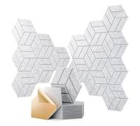 Harewtwy 22Pcs Self-Adhesive Acoustic Panels, Soundproof Wall Panels,12" X 10" X 0.4", Hexagonal Sound Panels for Home Studio Office Silver Gray