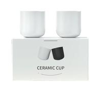 Harewtwy 2Pcs Ceramic Coffee Cup Set Espresso, Latte, Milk & Cold Brew Thickened Design White
