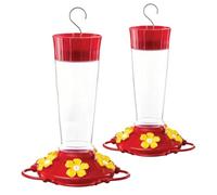 Harewtwy 2pcs Set Suspended 10oz Hummingbird Feeders for Outdoors, 5 Feeding Ports with Hanging Hook