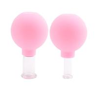 Harewtwy 2Pcs Vacuum Cupping Cups Set Rubber Head Glass Anti Cellulite Massage Chinese Therapy Face Cupping Set Rejuva Cup