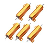 Harewtwy 5pcs 50W 10 Ohm 5% Aluminum Housing Case Resistor Power Resistor Wirewound Resistors Screw Tap Chassis Mounted
