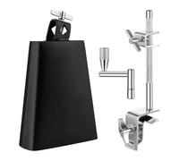 Harewtwy 6 Inch Cowbell and Cowbell Clamp, Adjustable Standard Cowbell Mount Holder, Percussion Accessory, Drum Key