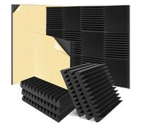 Harewtwy 6 Pack Sound Proof Foam Panels Acoustic Foam Panels 2 X 12 X 12 Inch Self-Adhesive High Density Wedge Acoustic Foam Soundproof Wall Panels