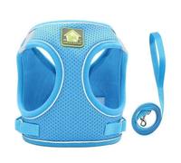 Harewtwy Adjustable Breathable Mesh Dog Cat Harness with Reflective Leash Pet Vest Outdoor Walking Set for Small to Medium Breeds