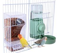 Harewtwy Automatic Bird Feeder Bird Cage Feeder with Perch Multi-Functional Holder for Cage, Cockatiel Lovebirds Budgies Canary