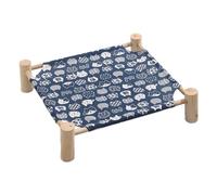 Harewtwy Cat and Dog Hammock Bed Wooden Cat Hammock Elevated Cooling Bed Detachable Portable Indoor Outdoor Pet Bed Suitable G