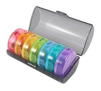 Harewtwy Daily Pill Organizer (Twice-a-Day) - Weekly AM/PM Pill Box, Round Medicine Organizer, 7 Day Pill Container (Gray Box)