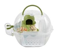 Harewtwy HamsterTravel Carrier Water Bottle Food Dish Silent Exercise Wheels 2 Tiers Breathable Carry Case Portable Green