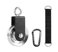 Harewtwy Home Gym Equipment 90mm Pulley Wheel Cable Pulley with Swing Strap Carabiner DIY Pull Down Attachment Silver