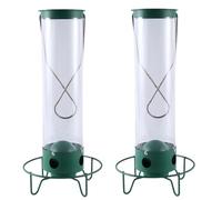 Harewtwy Metal Bird Feeder Window Bird Feeder with Weight Activated Rotating Perch - Seed Capacity