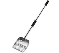 Harewtwy Metal Cat Litter Scoop With Deep Shovel And Long Handle Detachable Stainless Steel Non-Stick Cat Litter Sifter With Foam Padded Grip Handle No Bending Back Heavy Duty