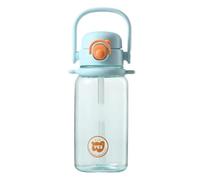 Harewtwy Outdoor Large-Capacity 1000ML Plastic Water Bottle with Straw, Kid Leakproof Drinkware with Lid, Student Essential, Blue