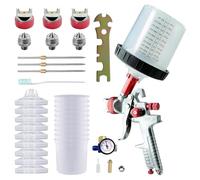 Harewtwy Paint Sprayer with Paint Mixing Cup, Paint- Kit Contain 1.4 1.7 2.0 mm Nozzles 10 Disposable 600ML Cups Red