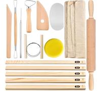Harewtwy Pottery Tools Wood Rolling Pin Teaching Rolling Mud Stick Guide for Manual Self Ceramic Making