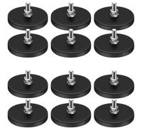 Harewtwy Rubber Coated Magnets,22LBS Neodymium Magnet Base with M6 Threaded Magnet with Bolts and Nuts,Strong Magnets Hold Black 12PCS