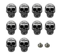 Harewtwy Skull-Themed Black Stud Rivets, 10 Pcs Decorative Conchos Set for Crafting Leather