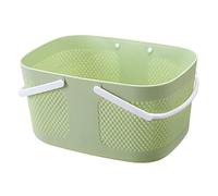 Harewtwy Storage Tote Organizer Shower Basket,Large Capacity Thickened Plastic with Handles Drainage Toiletry Bag Bin Green