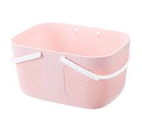 Harewtwy Thickened Plastic Storage Tote Organizer Shower Basket,Large Capacity with Handles Drainage Toiletry Bag Bin Pink
