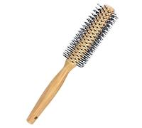 Harewu Round Curling Comb with Original Wooden Handle Made of Pure Beech Wood,Gentle Nylon Bristles,For All Hair Styles,Natural and Gentle Hair Brush (Yellow)