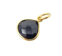 Harfi 18ct Gold Plated Black Onyx Heart Gemstone Pendant