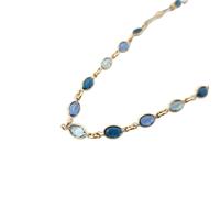 Harfi 18ct Gold Plated Blue Multi Gemstone Crystal Necklace