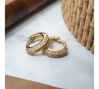 Harfi 18ct Gold Plated Luxe Pave Huggie Earrings