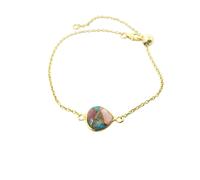 Harfi 18ct Gold Vermeil Pink Opal And Turquoise Adjustable Bracelet