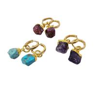 Harfi 18ct Gold Vermeil Plated Birthstone Huggie Hoop Earrings - Rose Quartz (Oct) - Rose Quartz (Oct)