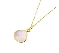 Harfi 18ct Gold Vermeil Plated Rose Quartz Pendant Necklace