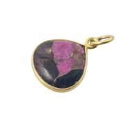 Harfi 18ct Gold Vermeil Round Bezel Pendant Ruby & Black Turquoise