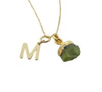 Harfi 18k Gold Vermeil Plated Initial And Birthstone Necklace - 5. Emerald - May - 5. Emerald - May