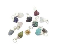 Harfi 925 Sterling Silver Raw Birthstone Pendant Charms - Herkimer Diamond - April