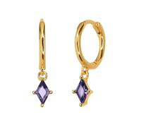 Harfi Amethyst February Birthstone Delicate Dangle Hoops