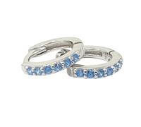 Harfi Aquamarine March Birthstone Small Silver Huggie Hoops