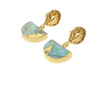 Harfi Aquamarine March Birthstone Statement Hammered Earrings