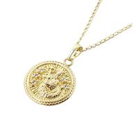 Harfi Aquarius Gold Plated Zodiac Astrology Pendant Charm Necklace